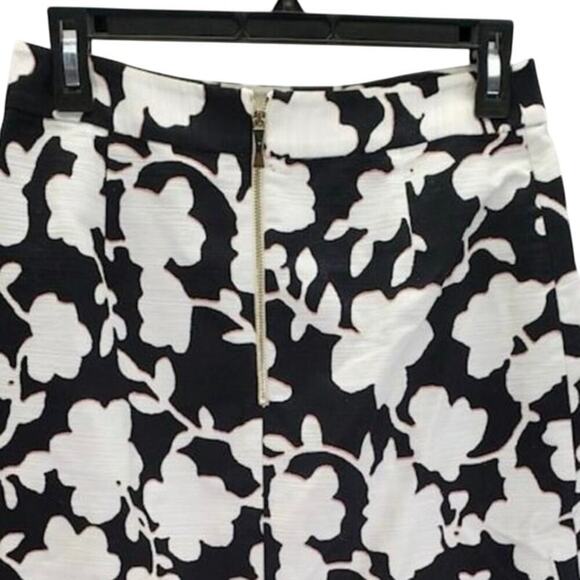 KATE SPADE New York Black Ivory Floral Print Knee Length Pencil Skirt Women's 4 - Picture 6 of 7